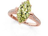 Rose gold Fancy Yellow Marquise  Solitaire Diamond Ring with Channel Set Band and Bezel Prong Setting_57
