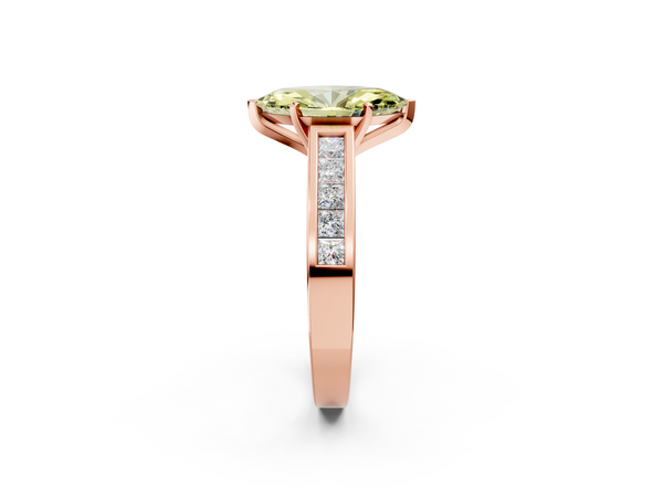 Rose gold Fancy Yellow Marquise  Solitaire Diamond Ring with Channel-Set Band and Four-Prong Setting