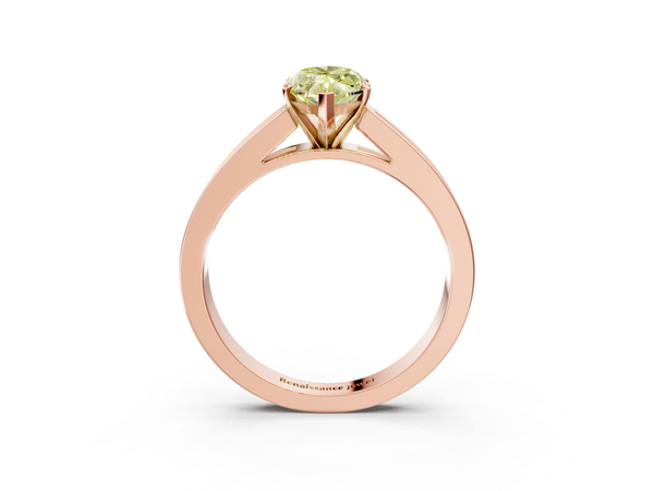 Rose gold Fancy Yellow Marquise  Solitaire Diamond Ring with Channel-Set Band and Four-Prong Setting