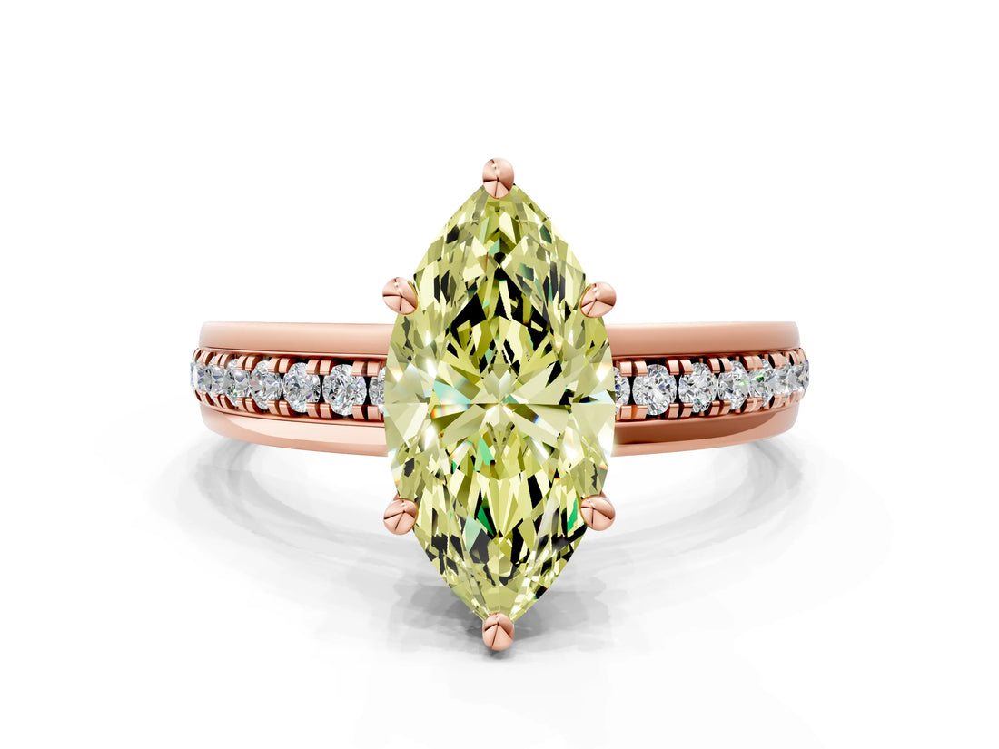 Rose gold Fancy Yellow Marquise  Solitaire Diamond Ring with Channel Set Band and Six-Prong Setting_29