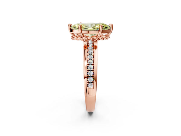 Rose gold Fancy Yellow Marquise  Solitaire Diamond Ring with Channel Set Band and Six-Prong Setting