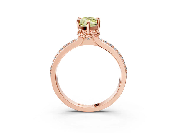 Rose gold Fancy Yellow Marquise  Solitaire Diamond Ring with Channel Set Band and Six-Prong Setting