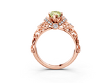 Rose gold Fancy Yellow Marquise  Solitaire Diamond Ring with Filigree Band and Four-Prong Setting_3