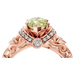 Rose gold Fancy Yellow Marquise  Solitaire Diamond Ring with Filigree Band and Four-Prong Setting_4