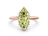 Rose gold Fancy Yellow Marquise  Solitaire Diamond Ring with Four-Prong Setting on a Plain Band_20