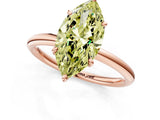 Rose gold Fancy Yellow Marquise  Solitaire Diamond Ring with Four-Prong Setting on a Plain Band_21
