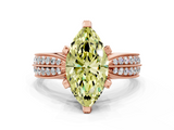 Rose gold Fancy Yellow Marquise  Solitaire Diamond Ring with Milgrain Pavé Band and Four-Prong Setting_20