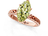 Rose gold Fancy Yellow Marquise  Solitaire Diamond Ring with Milgrain and Black Enamel X Pattern Band_30