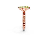 Rose gold Fancy Yellow Marquise  Solitaire Diamond Ring with Milgrain and Black Enamel X Pattern Band_31