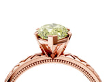 Rose gold Fancy Yellow Marquise  Solitaire Diamond Ring with Milgrain and Black Enamel X Pattern Band_33