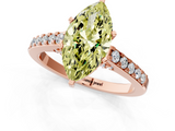 Rose gold Fancy Yellow Marquise  Solitaire Diamond Ring with Pavé Band and Four-Prong Setting_1