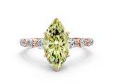 Rose gold Fancy Yellow Marquise  Solitaire Diamond Ring with Pave Band and Four-Prong Setting
