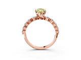 Rose gold Fancy Yellow Marquise  Solitaire Diamond Ring with Pave Band and Four-Prong Setting_3
