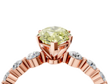 Rose gold Fancy Yellow Marquise  Solitaire Diamond Ring with Pave Band and Four-Prong Setting_4