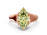 Rose gold Fancy Yellow Marquise  Solitaire Diamond Ring with Six-Prong Cathedral Setting_32