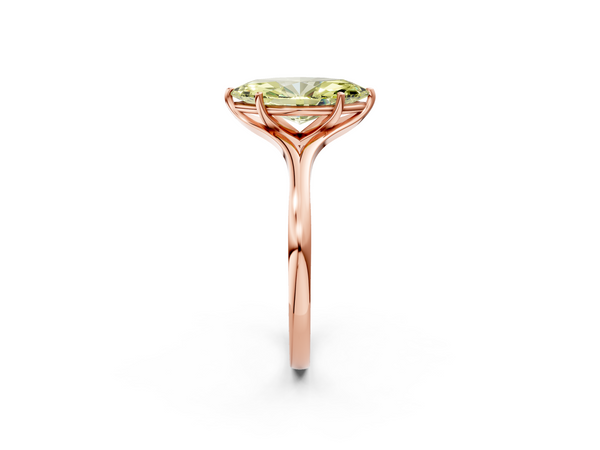Rose gold Fancy Yellow Marquise  Solitaire Diamond Ring with Six-Prong Setting and Tapered Band
