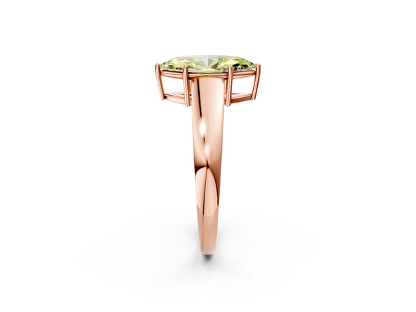 Rose gold Fancy Yellow Marquise  Solitaire Diamond Ring with Tapered Band and Four-Prong Setting