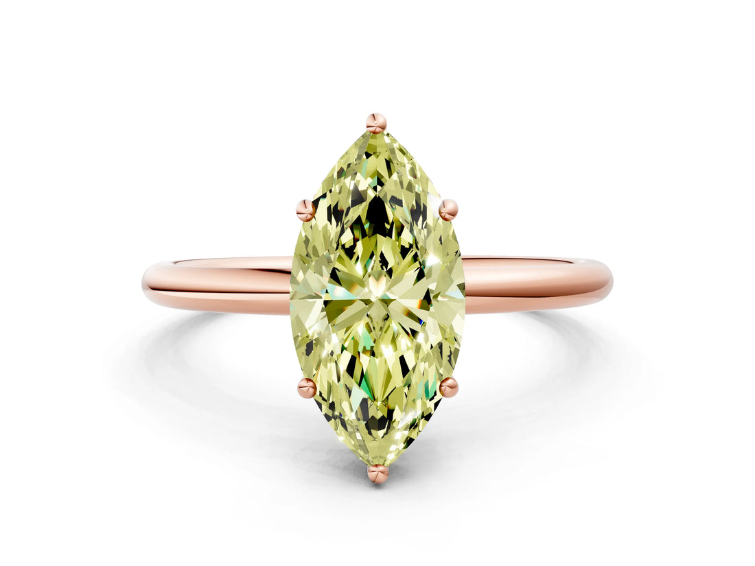 Rose gold Fancy Yellow Marquise  Solitaire Diamond Ring with a Classic Band and Four-Prong Setting 1