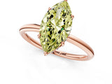 Rose gold Fancy Yellow Marquise  Solitaire Diamond Ring with a Classic Band and Four-Prong Setting 2