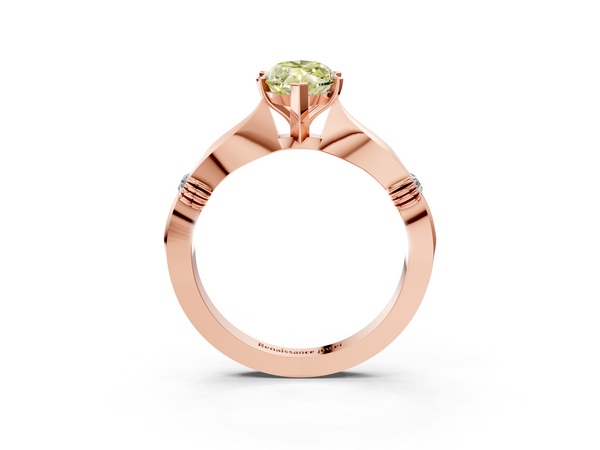 Rose gold Fancy Yellow Marquise  Solitaire Diamond Twisted Band with Four-Prong Setting
