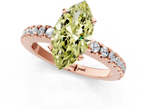 Rose gold Fancy Yellow Marquise  Solitaire Diamond with Pavé Band and Four-Prong Setting_1