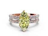 Rose gold Fancy Yellow Marquise  Solitaire Diamond with Pave and Channel Set Band