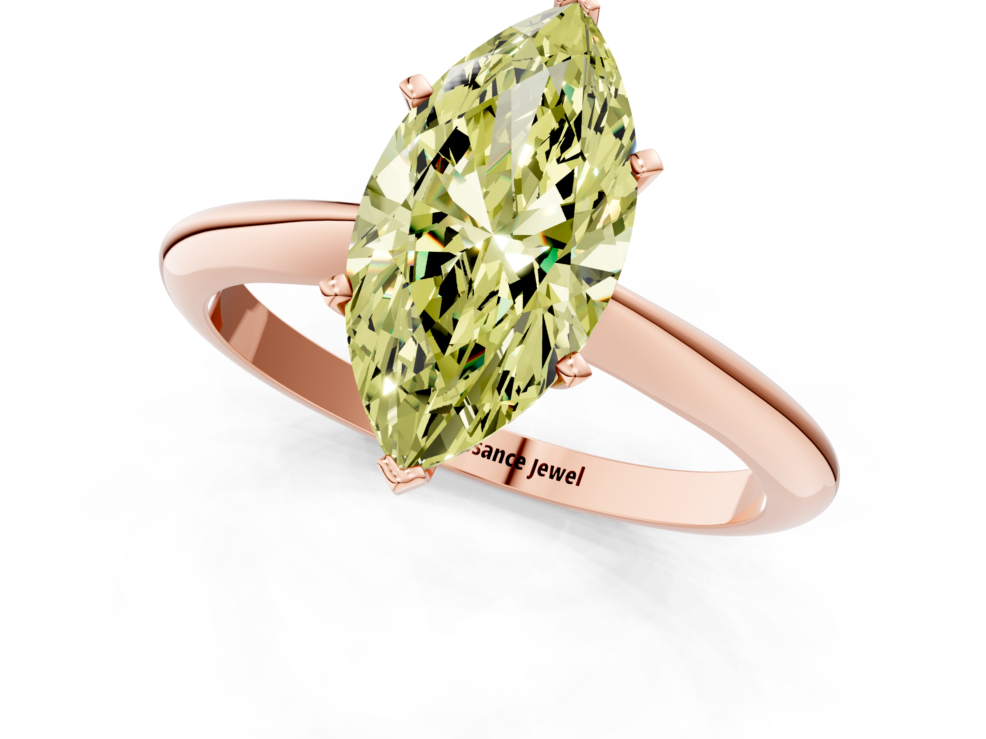 Rose gold Fancy Yellow Marquise  Solitaire Engagement Ring with Classic Band and Four-Prong Setting_1