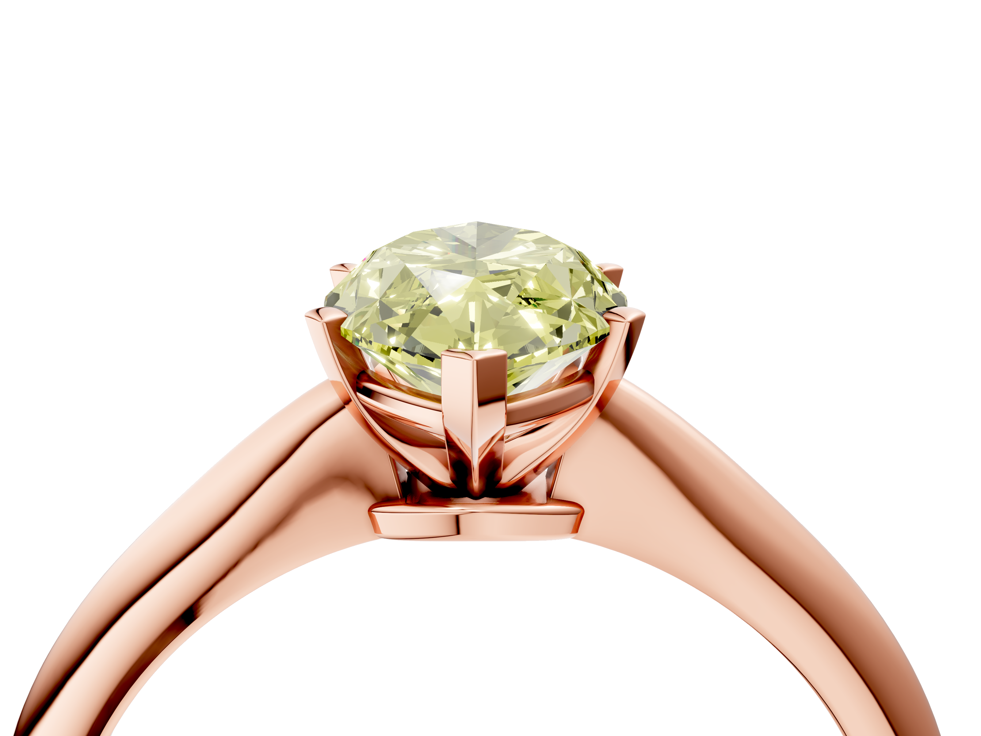 Rose gold Fancy Yellow Marquise  Solitaire Engagement Ring with Classic Band and Four-Prong Setting_4