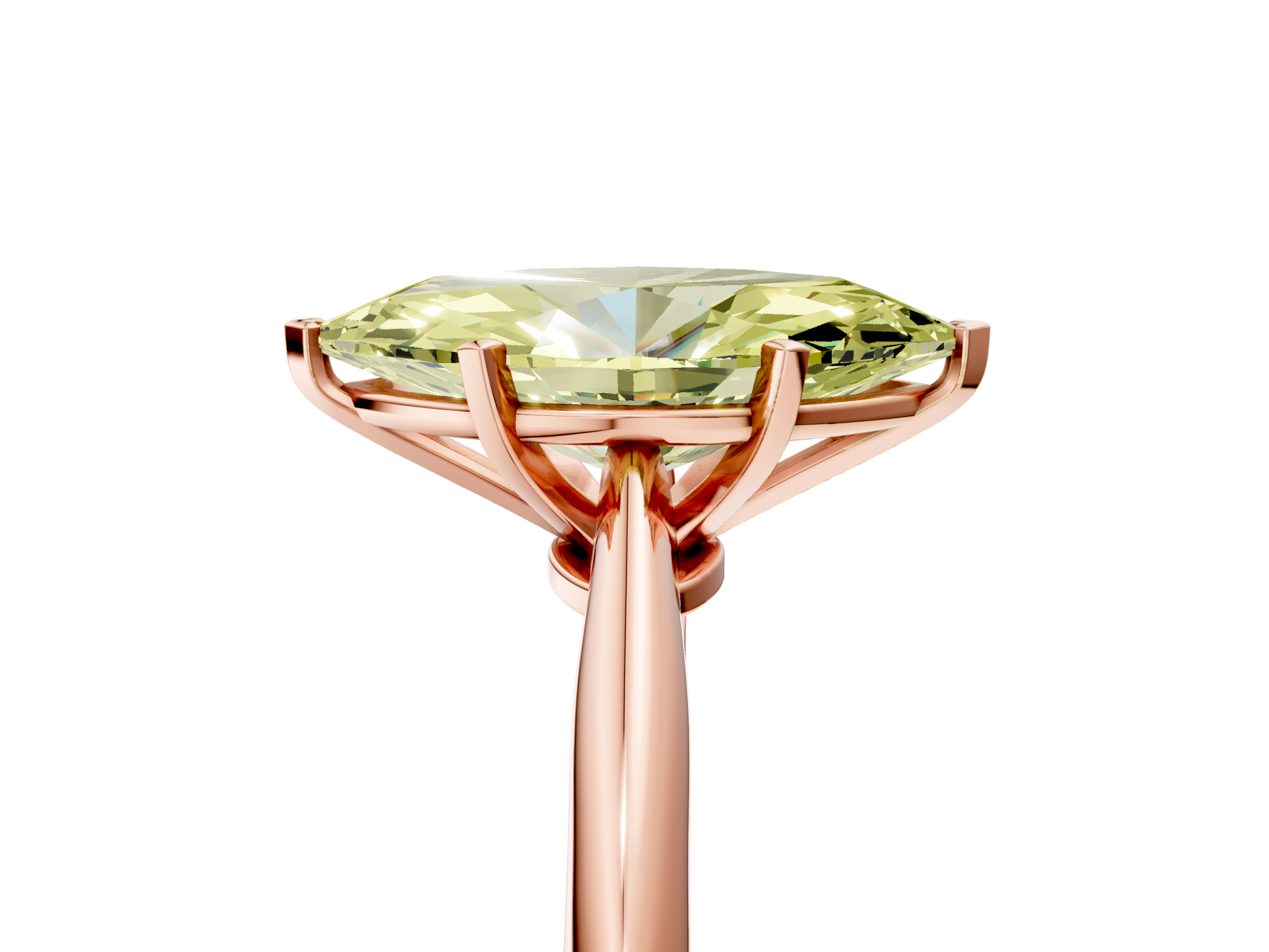 Rose gold Fancy Yellow Marquise  Solitaire Engagement Ring with Classic Band and Four-Prong Setting_5