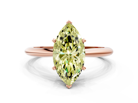 Rose gold Fancy Yellow Marquise  Solitaire Engagement Ring with Classic Band and Four-Prong Setting
