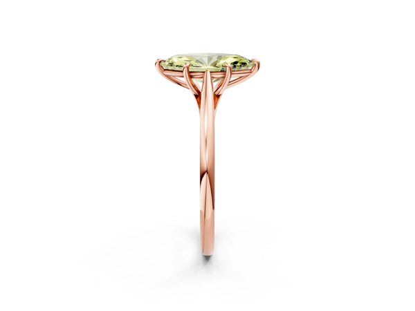 Rose gold Fancy Yellow Marquise  Solitaire Engagement Ring with Four-Prong Setting and Classic Band