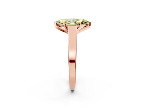 Rose gold Fancy Yellow Marquise  Solitaire Engagement Ring with Four-Prong Setting and Tapered Band