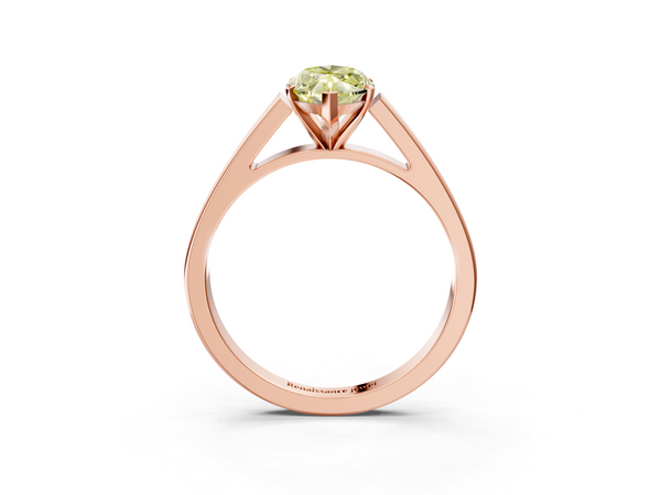 Rose gold Fancy Yellow Marquise  Solitaire Engagement Ring with Four-Prong Setting and Tapered Band