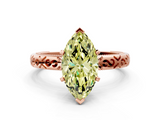 Rose gold Fancy Yellow Marquise  Solitaire Engagement Ring with Scrollwork Band and Four-Prong Setting