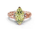 Rose gold Fancy Yellow Marquise  Solitaire Filigree Engagement Ring with Halo and Prong Setting