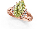 Rose gold Fancy Yellow Marquise  Solitaire Filigree Engagement Ring with Halo and Prong Setting_1