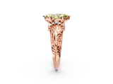 Rose gold Fancy Yellow Marquise  Solitaire Filigree Engagement Ring with Halo and Prong Setting_2