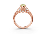 Rose gold Fancy Yellow Marquise  Solitaire Filigree Engagement Ring with Halo and Prong Setting_3