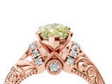Rose gold Fancy Yellow Marquise  Solitaire Filigree Engagement Ring with Halo and Prong Setting_4