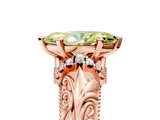 Rose gold Fancy Yellow Marquise  Solitaire Filigree Engagement Ring with Halo and Prong Setting_5