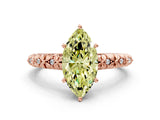 Rose gold Fancy Yellow Marquise  Solitaire Floral Milgrain Engagement Ring_31