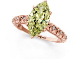 Rose gold Fancy Yellow Marquise  Solitaire Floral Milgrain Engagement Ring_32