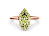Rose gold Fancy Yellow Marquise  Solitaire Heart Prong Engagement Ring with Tapered Band_35