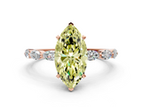 Rose gold Fancy Yellow Marquise  Solitaire Marquise Side Stone Prong Setting Ring
