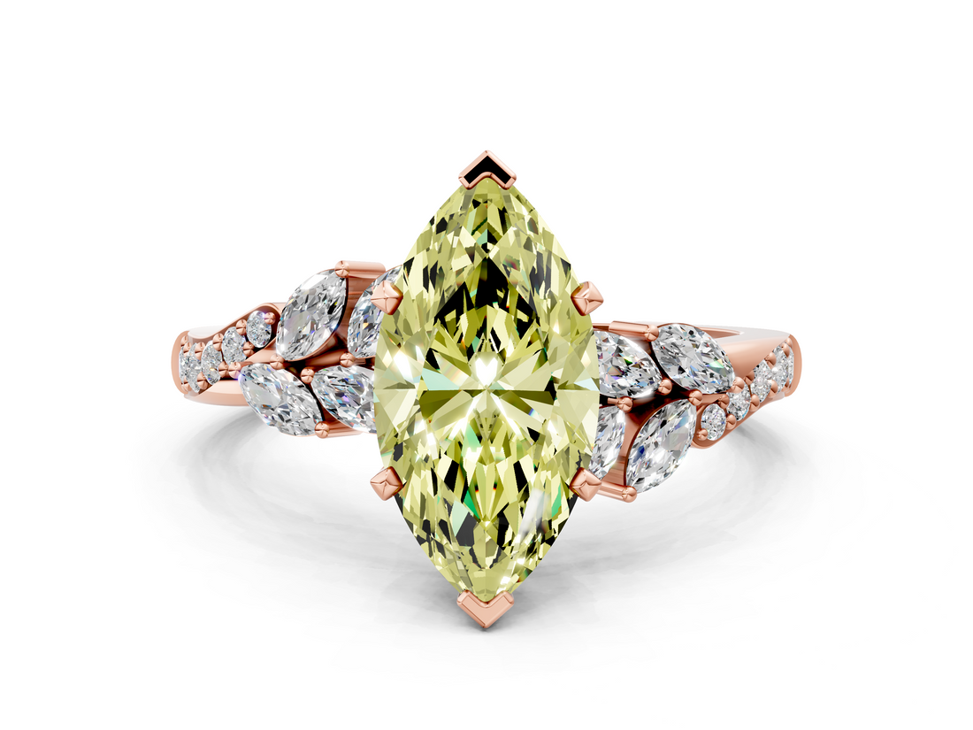 Rose gold Fancy Yellow Marquise  Solitaire Marquise Twist Band with Six-Prong Setting