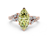 Rose gold Fancy Yellow Marquise  Solitaire Marquise Twist Band with Six-Prong Setting