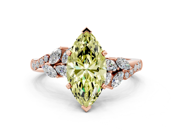 Rose gold Fancy Yellow Marquise  Solitaire Marquise Twist Band with Six-Prong Setting