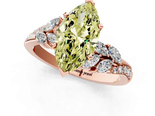 Rose gold Fancy Yellow Marquise  Solitaire Marquise Twist Band with Six-Prong Setting