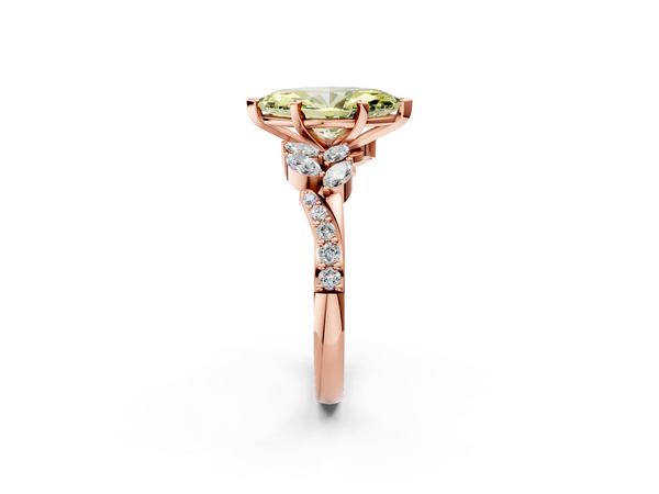 Rose gold Fancy Yellow Marquise  Solitaire Marquise Twist Band with Six-Prong Setting
