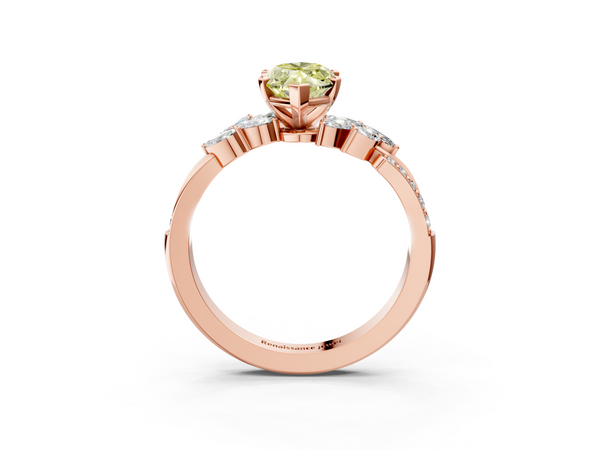 Rose gold Fancy Yellow Marquise  Solitaire Marquise Twist Band with Six-Prong Setting